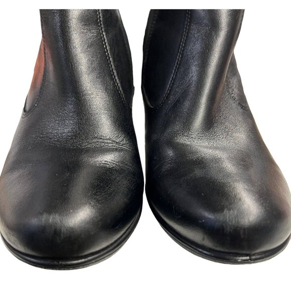 Ecco Hanna Black Leather Heeled Ankle Bootie Boots Zip Side Classic Button Sz 8 - Picture 7 of 8